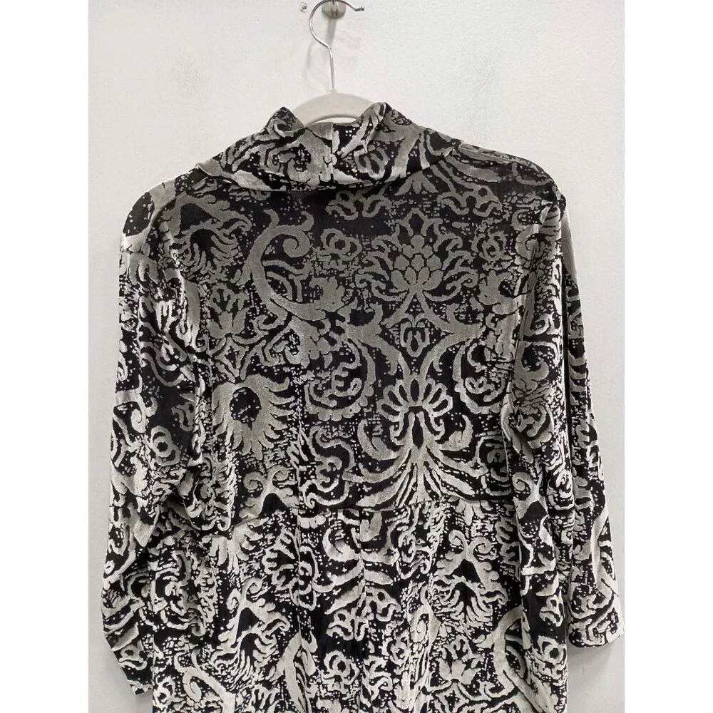 Ruby Rd Womens Top Large Petite Silver Black‎ Floral Burnout Velvet Whimsygoth - Picture 9 of 12